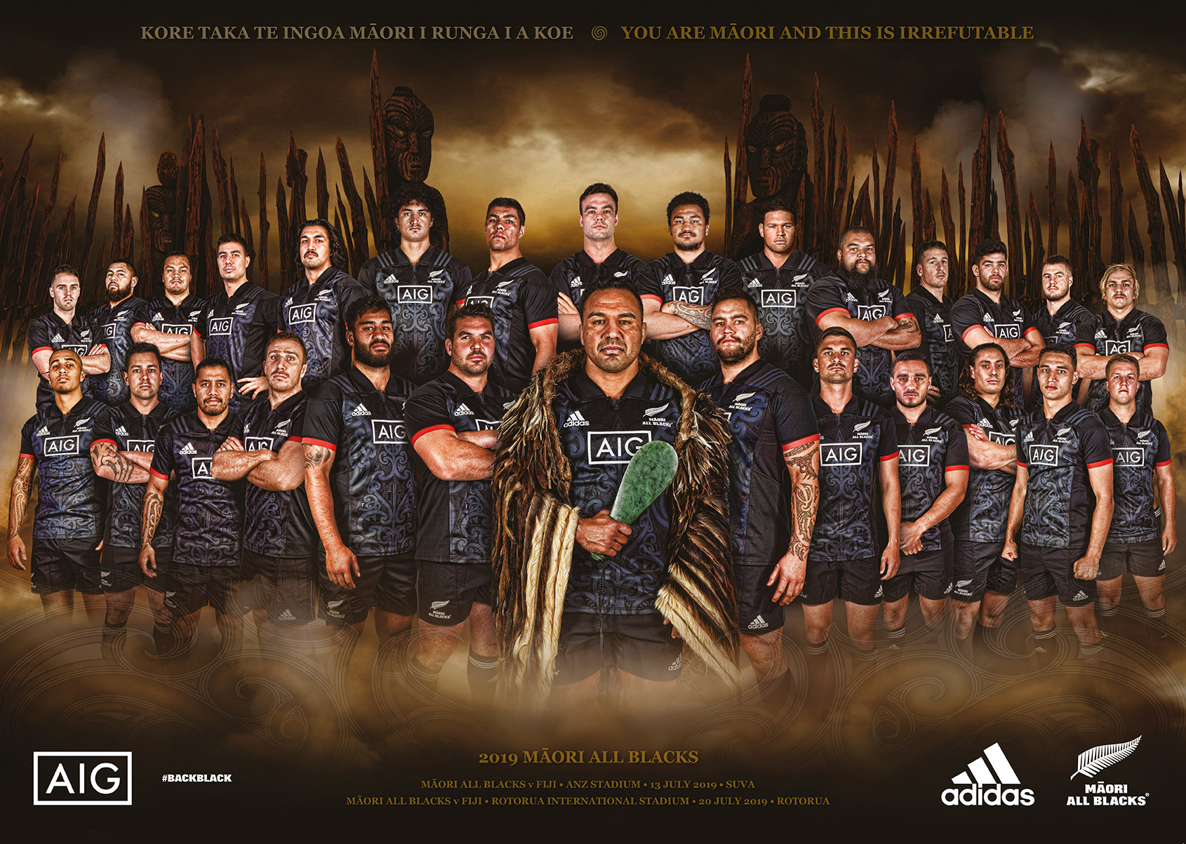 Māori All Blacks poster with a player